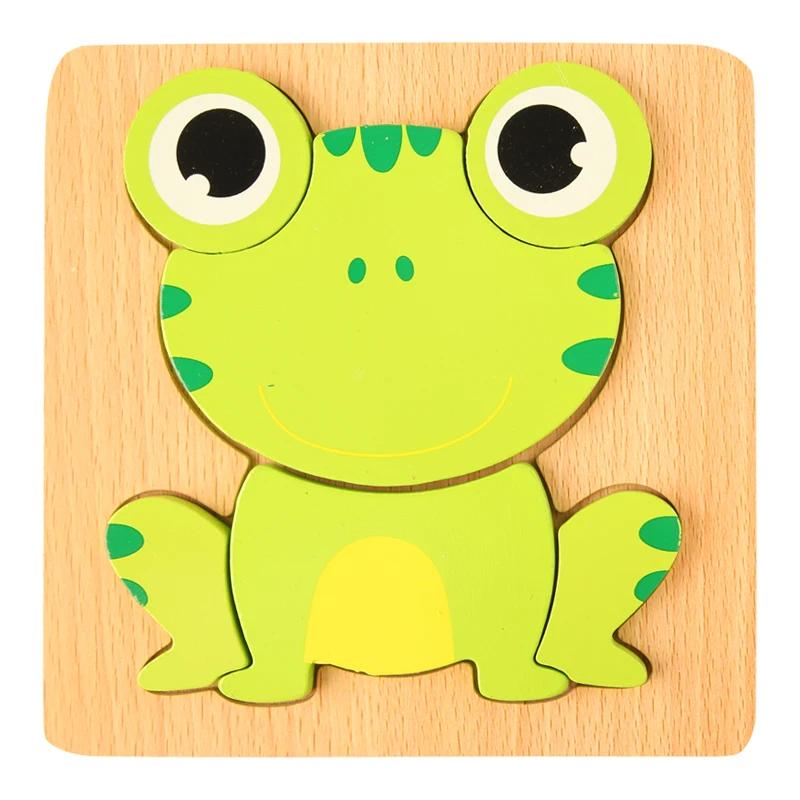 Puzzle 3D en bois de haute qualité pour bébé, dessin animé, trafic d'animaux, jeu de Cognition d'app