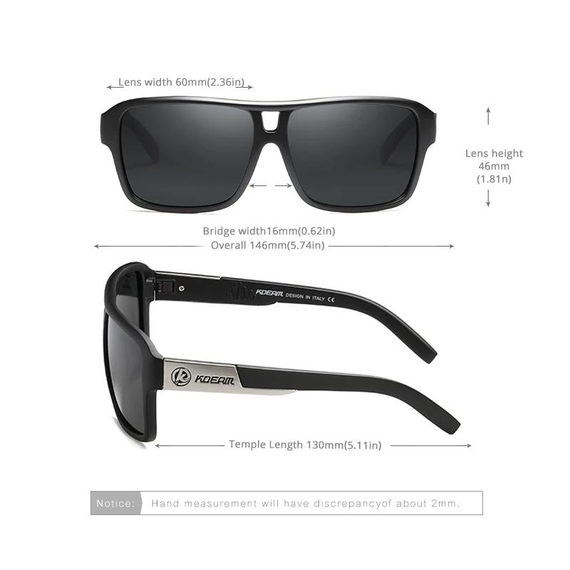 KDEAM-Lunettes de soleil polarisées Jam Lifestyle pour homme, verres solaires carrés, miroir flash, 