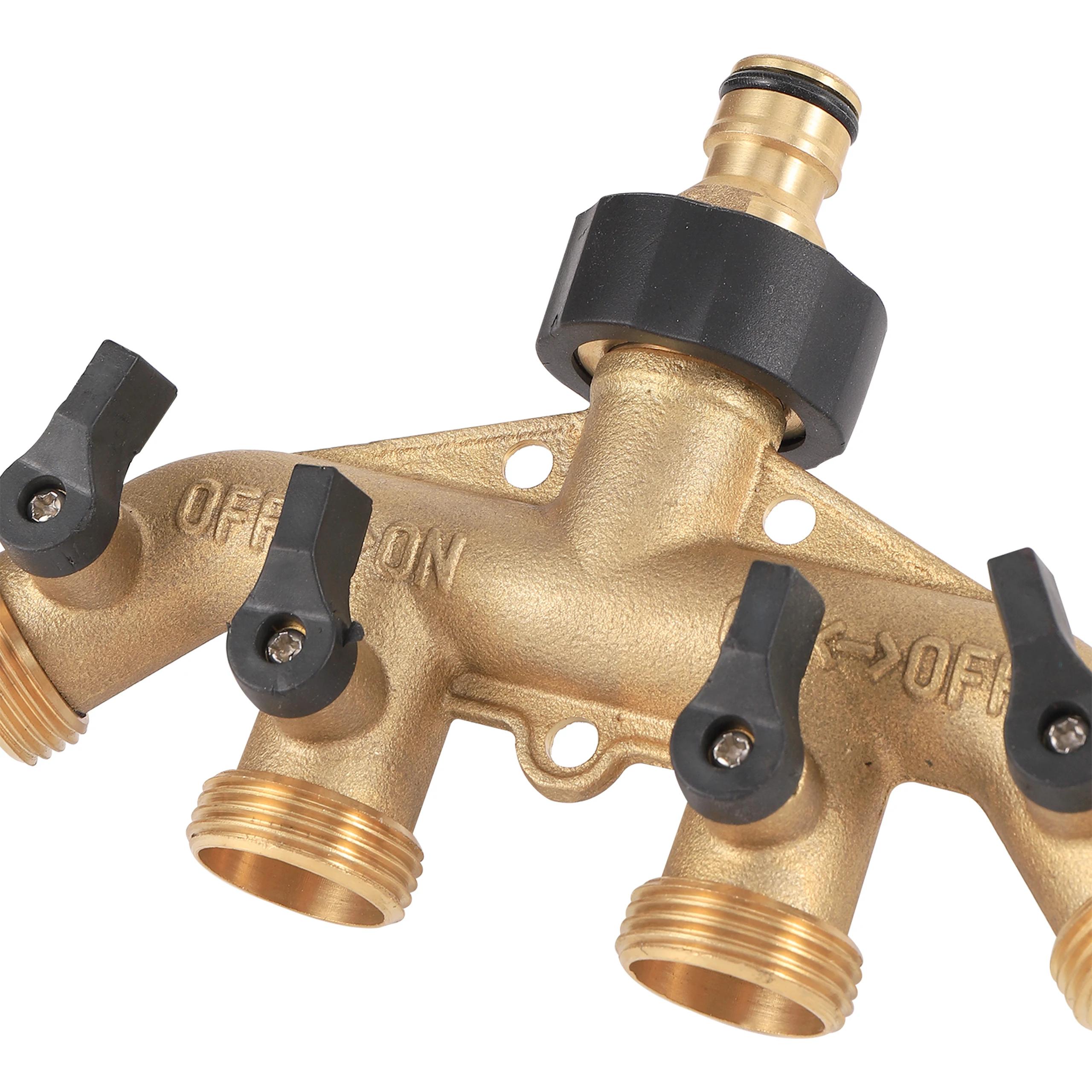 Mathiateur d'eau du robinet de jardin en laiton, filetage 3/4 ", 4 voies, séparateur de conduite d'e