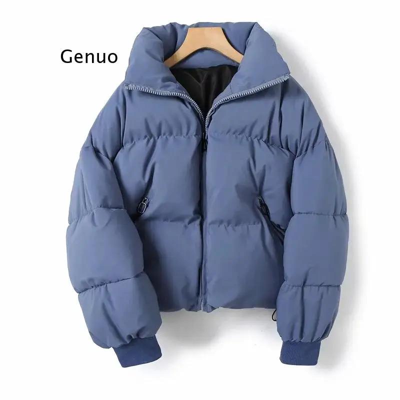 Veste épaisse rembourrée à col montant pour Femme, parka surdimensionnée, à la mode, Style Preppy, h