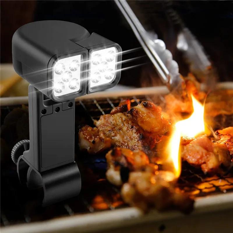 Lampe LED multifonctionnelle à Double tête pour barbecue, résistante à la chaleur, pour pêche de nui