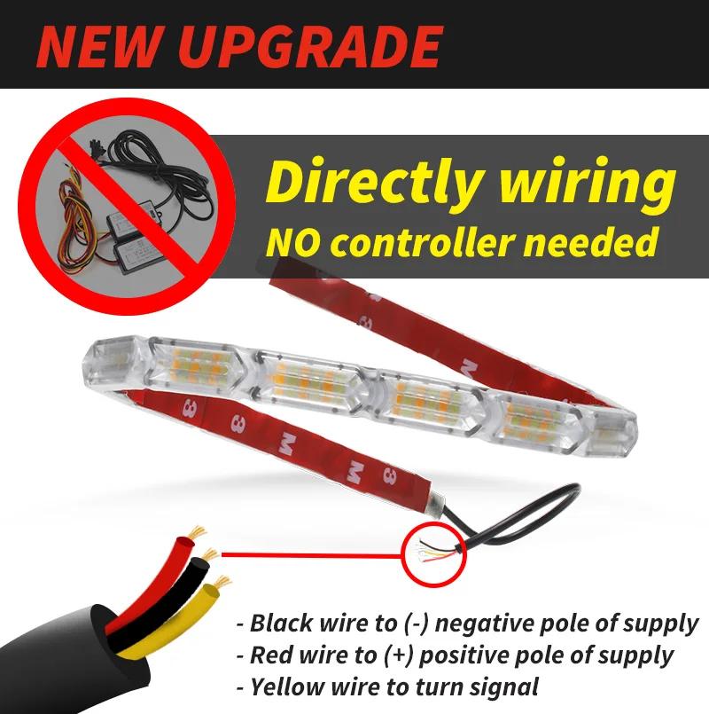 1 paire de feux de jour LED DRL coulants, bande LED séquentielle et Flexible, clignotant DRL pour fe