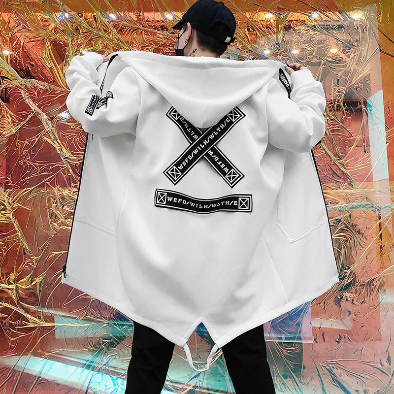 Nouveaux hommes Streetwear noir vestes et manteaux Hip Hop Harajuku à capuche hommes coupe-vent pard