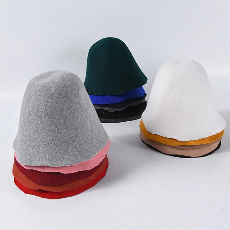 Femmes Cloche seau feutre chapeau grande laine feutre cône capuche chapeau corps pour chapellerie ch