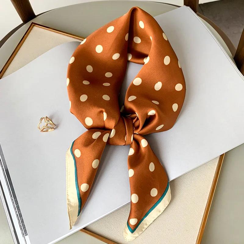 Écharpe carrée à pois pour femme, châles et enveloppes de luxe, petit sac à la mode, écharpes pour c