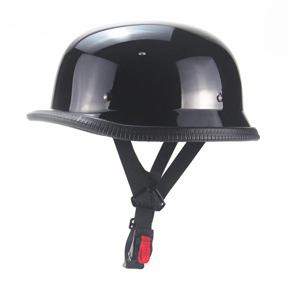1X M/L/XL Vintage moto Cruiser casque demi visage casque allemand moto casque noir brillant voiture-