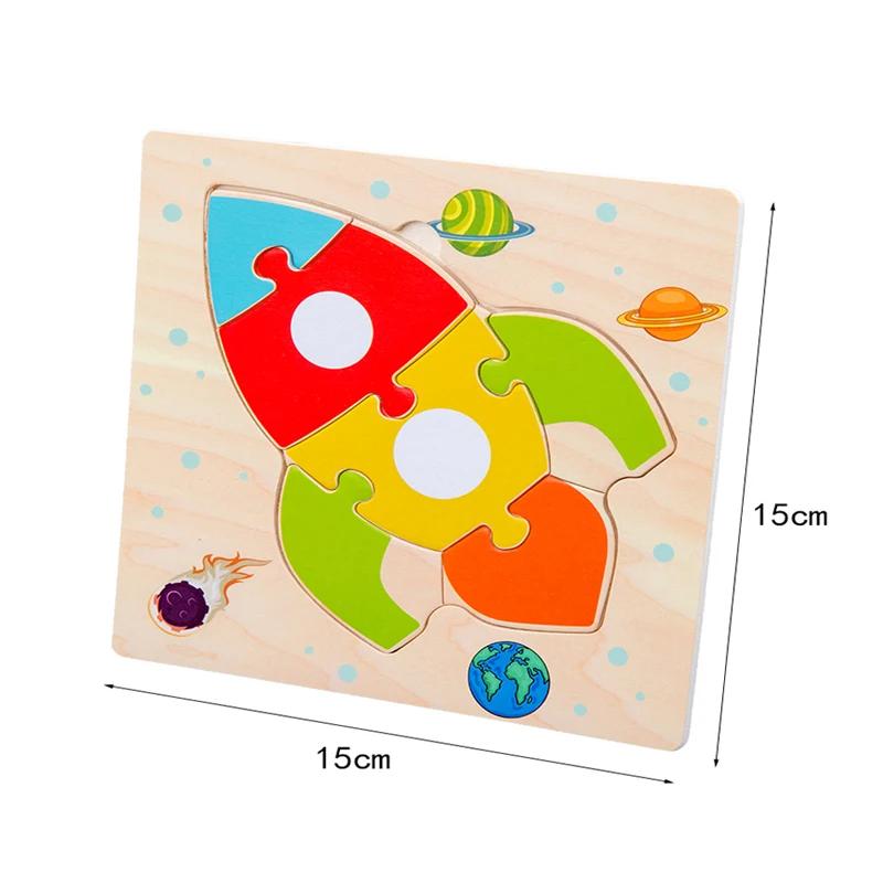 Puzzle 3D en bois pour bébé, formes Tangram, apprentissage éducatif, dessin animé, Intelligence anim