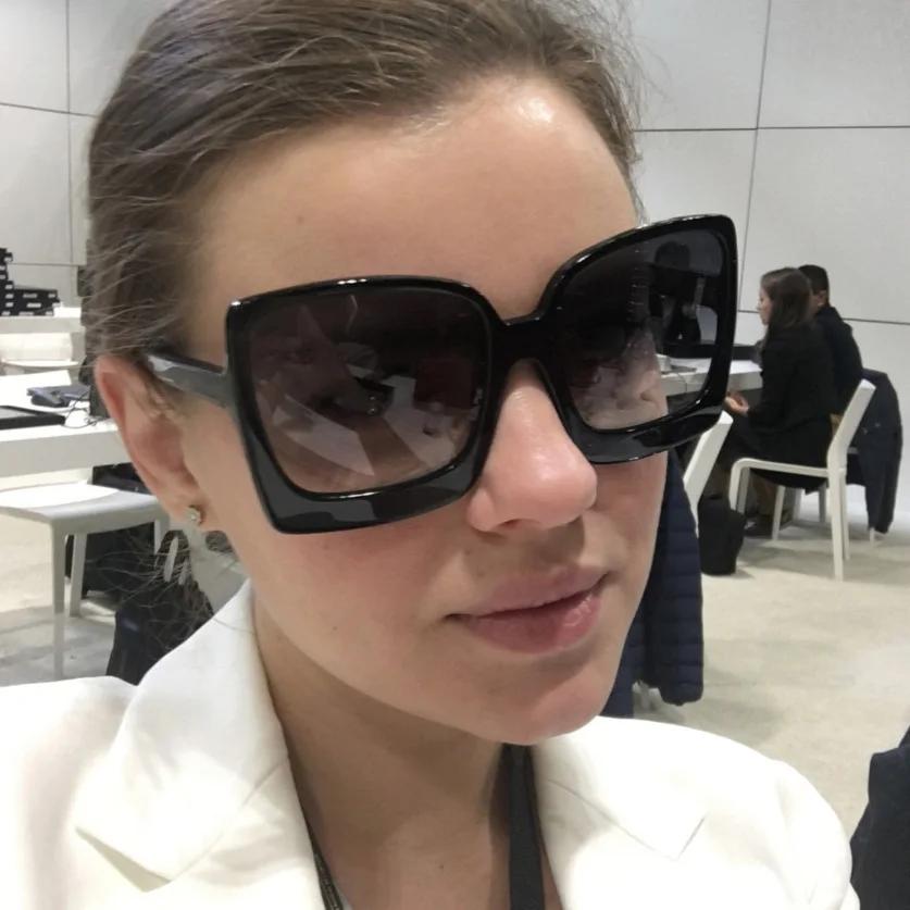 Lunettes de soleil surdimensionnées à grande monture pour femmes, marque de styliste en plastique dé