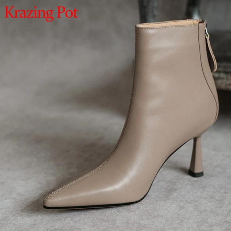 Krazing Pot grande taille 42 cuir de vache bout pointu talons hauts Design Chic concis hiver printem
