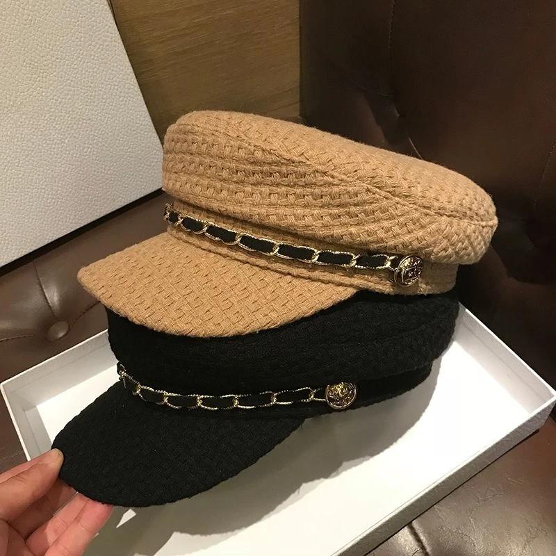 Béret de Style britannique pour femmes, casquette à bec de canard, casquette plate octogonale tendan
