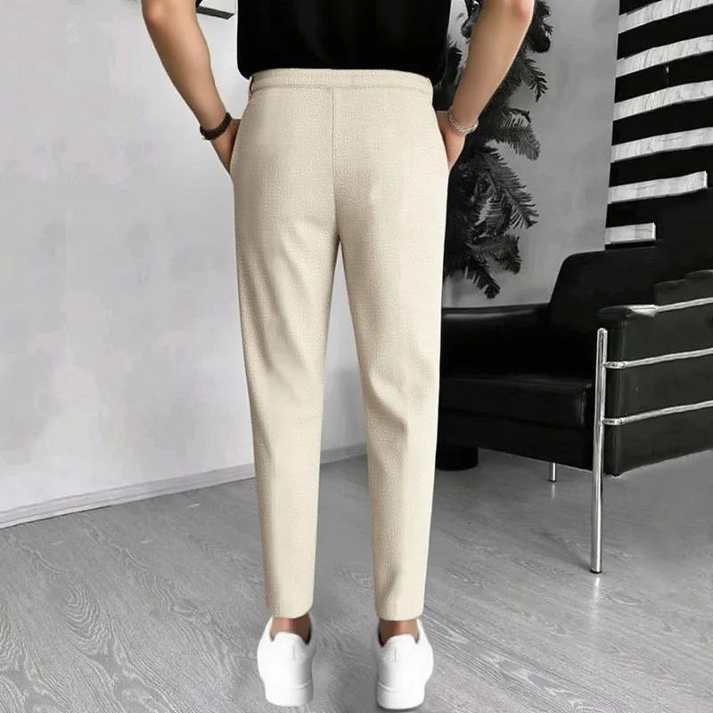 Pantalon gaufré élégant pour hommes – Coupe ajustée de sport décontracté avec cordon de serrage régl