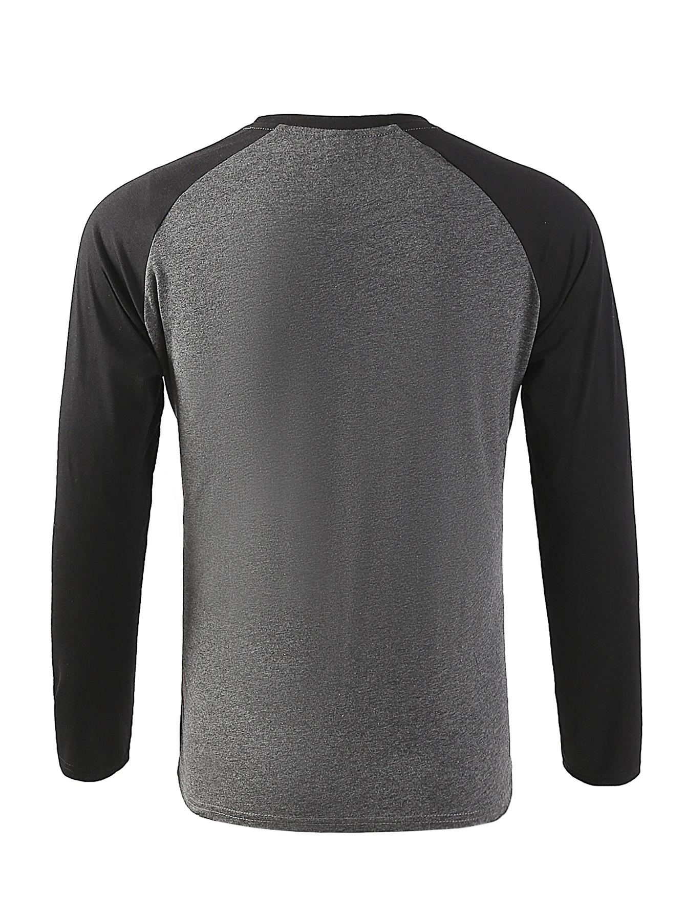 T-shirts pour hommes à manches longues col rond Pactwork manches Raglan décontractées couleur assort