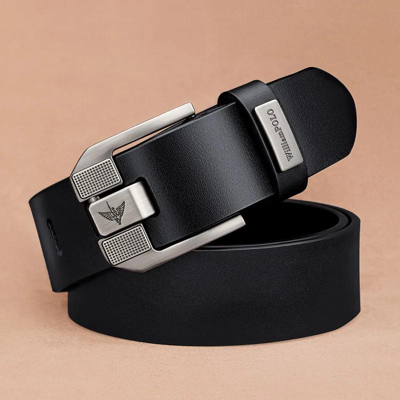 Ceinture décontractée pour homme, ceinture en cuir de vachette à boucle à ardillon tendance, ceintur