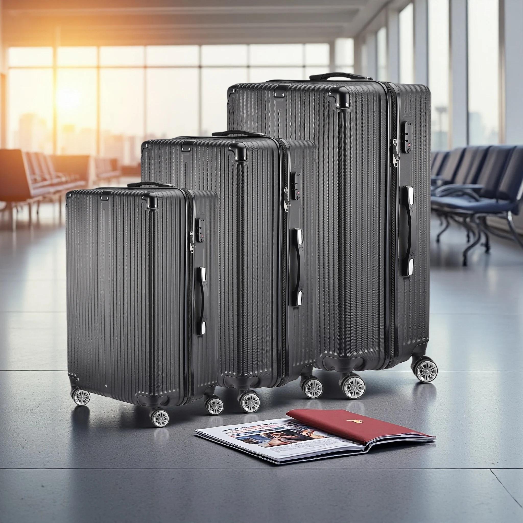 Ensemble de valises Lazyspace 3 pièces, valise de voyage avec roulettes et serrure, ensembles de bag