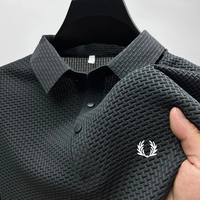 Polo homme décontracté uni respirant à motif floral, manches courtes, collection été 2026 – T-shirt 