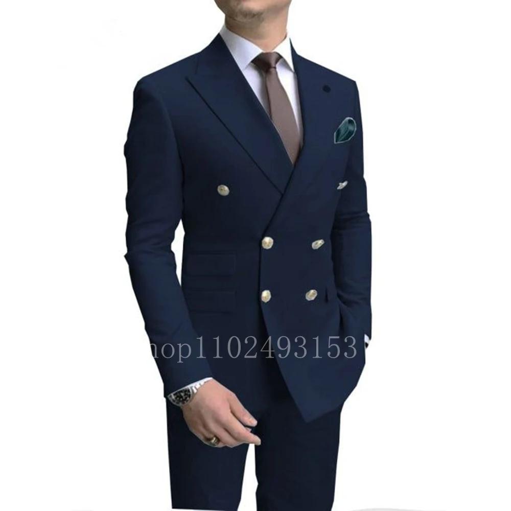 Costume de mariage pour Homme, 2 pièces, blanc, Slim Fit, élégant, Double boutonnage, formel, nouvel