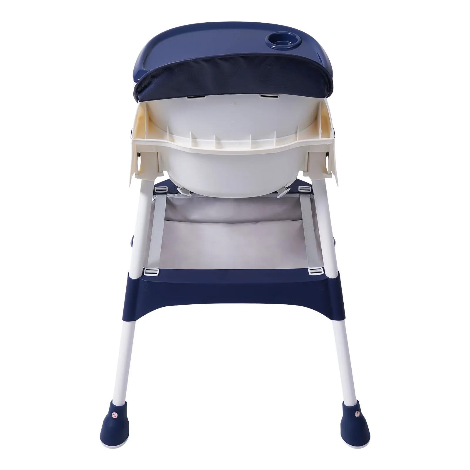 Chaise haute pour bébé à hauteur réglable avec fonction inclinable, avec marchepieds et boucle de sé