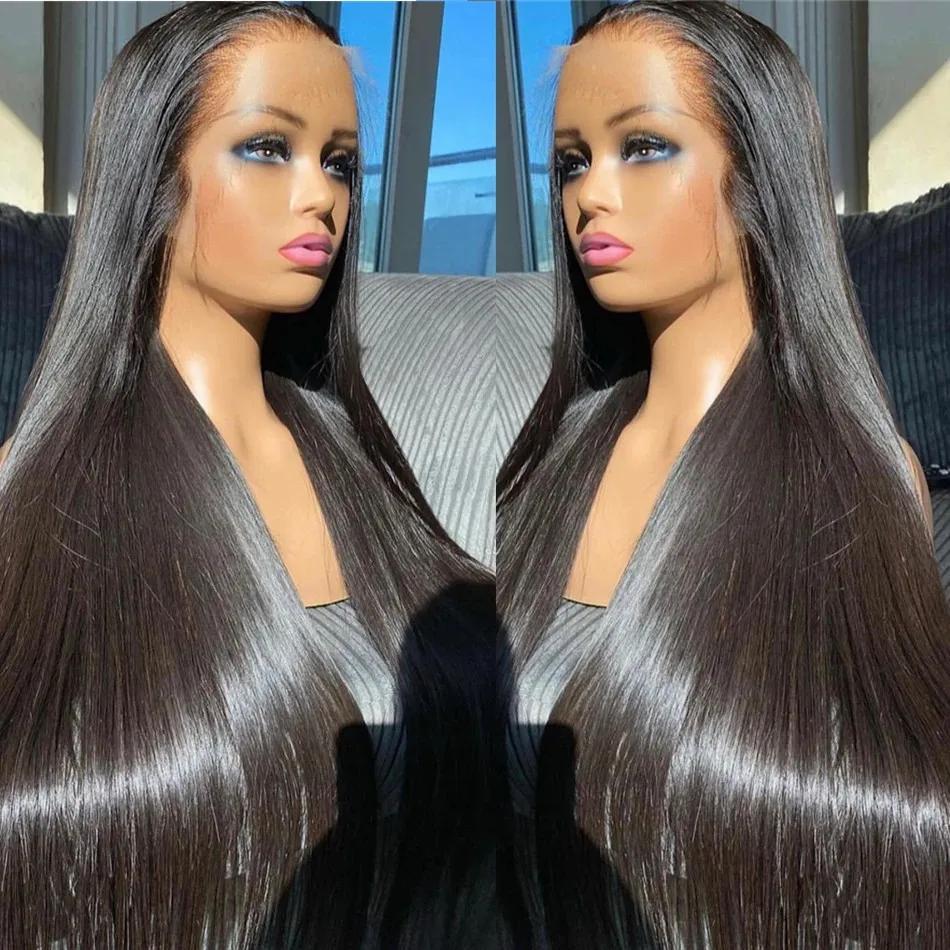 Sophia-Perruque Lace Front Wig 360 Naturelle, Cheveux Lisses, 13x6, 13x4, 4x4, 30 Pouces