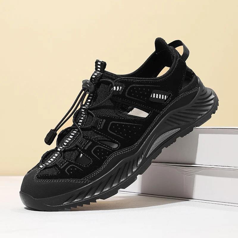 Sandales de plage en cuir pour hommes, chaussures aquatiques à séchage rapide, antidérapantes, pour 
