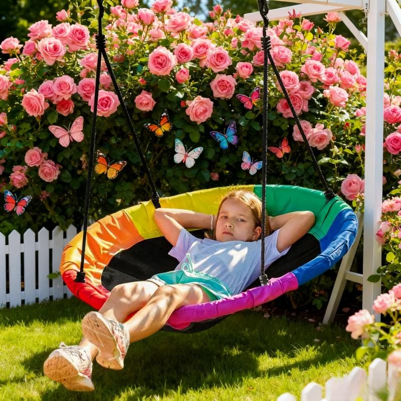 Hamac de jardin, balançoire suspendue d'intérieur pour enfants, chaise à bascule suspendue, tissu Ox