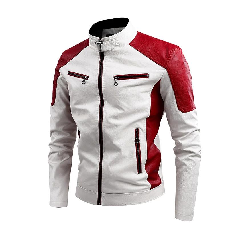 Veste de moto décontractée pour hommes – Noir à la mode, petit col montant, fermeture éclair à manch