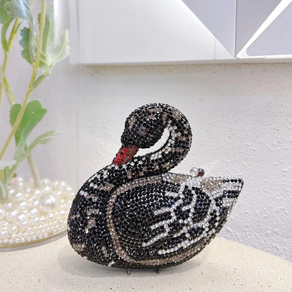Cygne femmes pierres soirée pochettes mariées animaux strass sacs à main et sacs à main de luxe conc