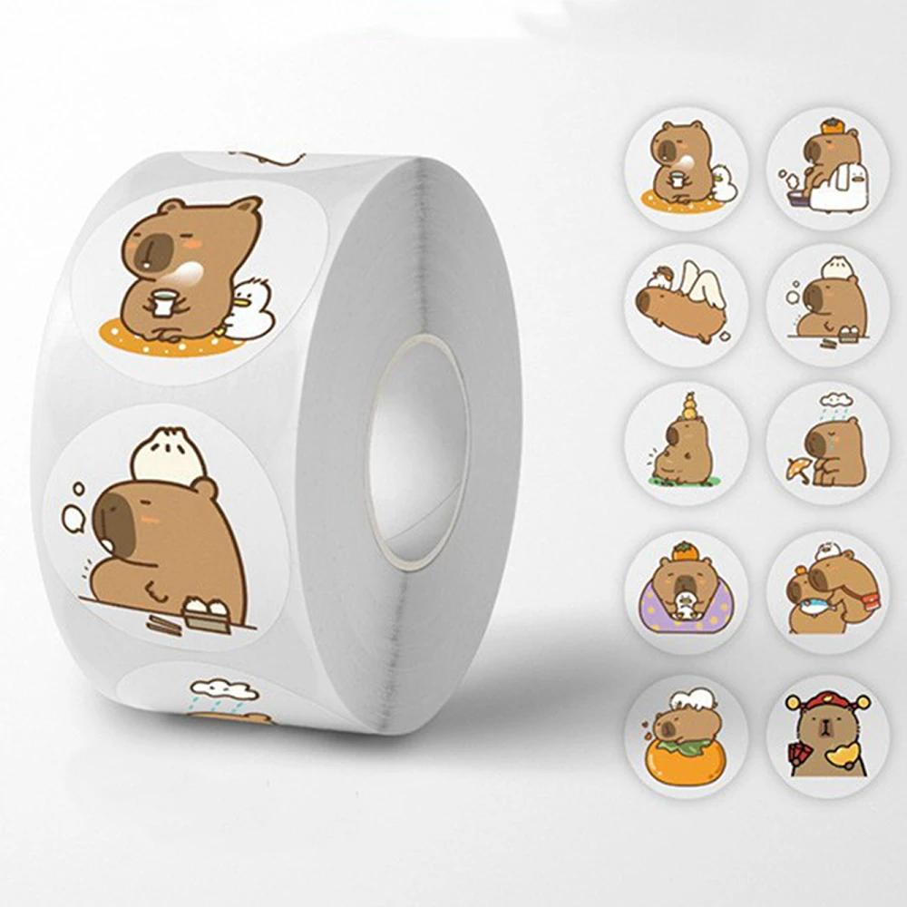 500 autocollants/rouleau Capybara mignons, imperméables, esthétiques, décoratifs pour bagages, ordin