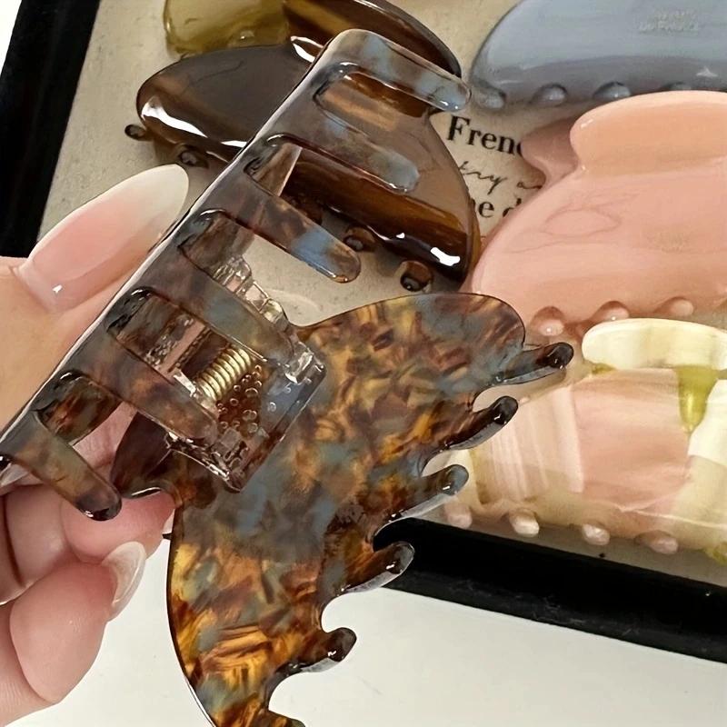 Pince à cheveux élégante en acétate, taille moyenne, douce, pince requin, accessoires pour cheveux p