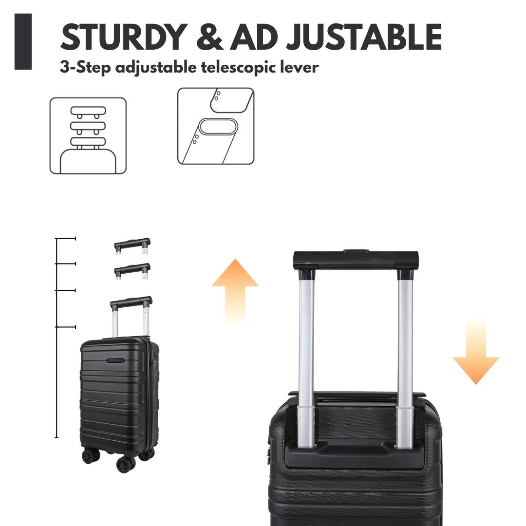 Valise cabine rigide JLY ABS avec roulettes pivotantes amovibles – Valises de cabine légères approuv