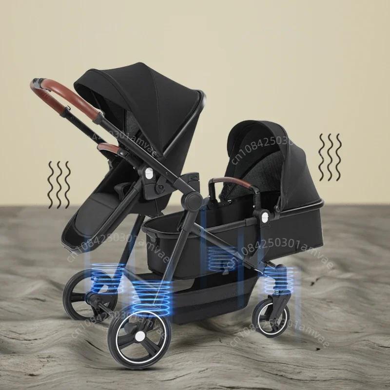 Poussette double légère 2 en 1, pliable, bidirectionnelle, dossier réglable, double siège, landau po