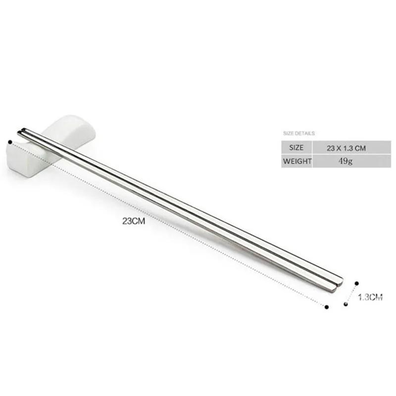 Baguettes plates chinoises coréennes, 5 paires, bâtons en acier inoxydable de haute qualité, accesso