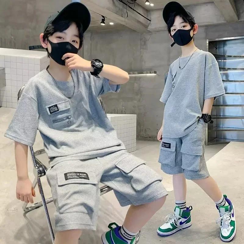 Ensemble de vêtements de sport pour garçons, tenue d'été pour enfants, haut à manches courtes et sho