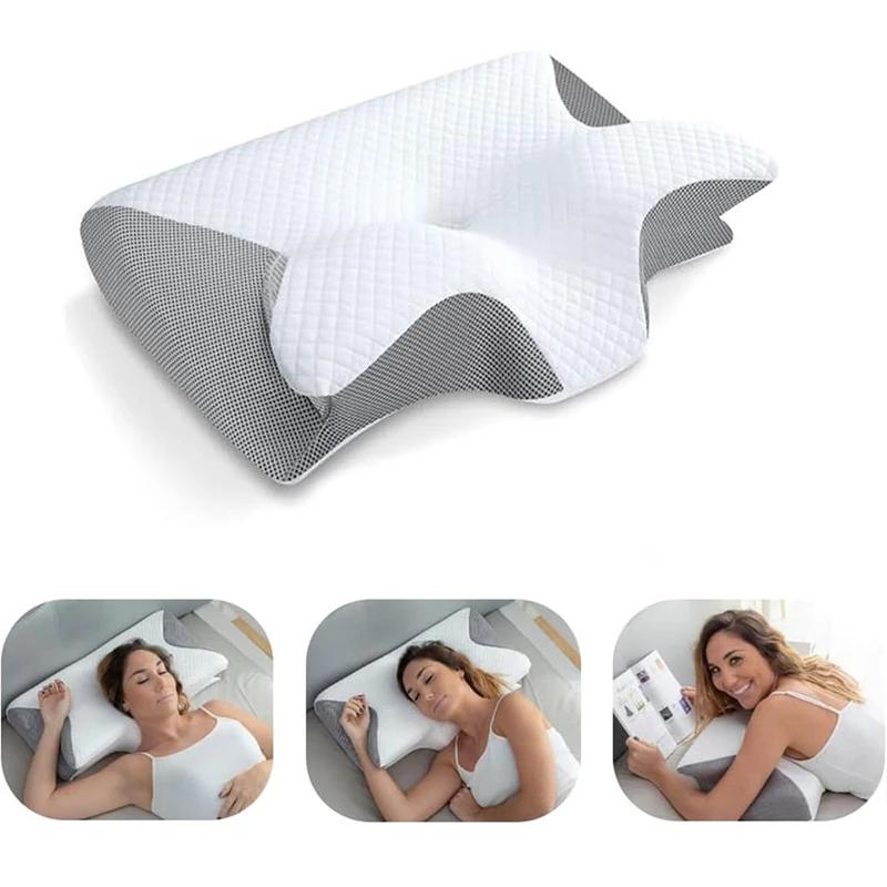 Oreiller cervical en mousse à mémoire de forme, oreiller orthopédique de Contour ergonomique 2 en 1 