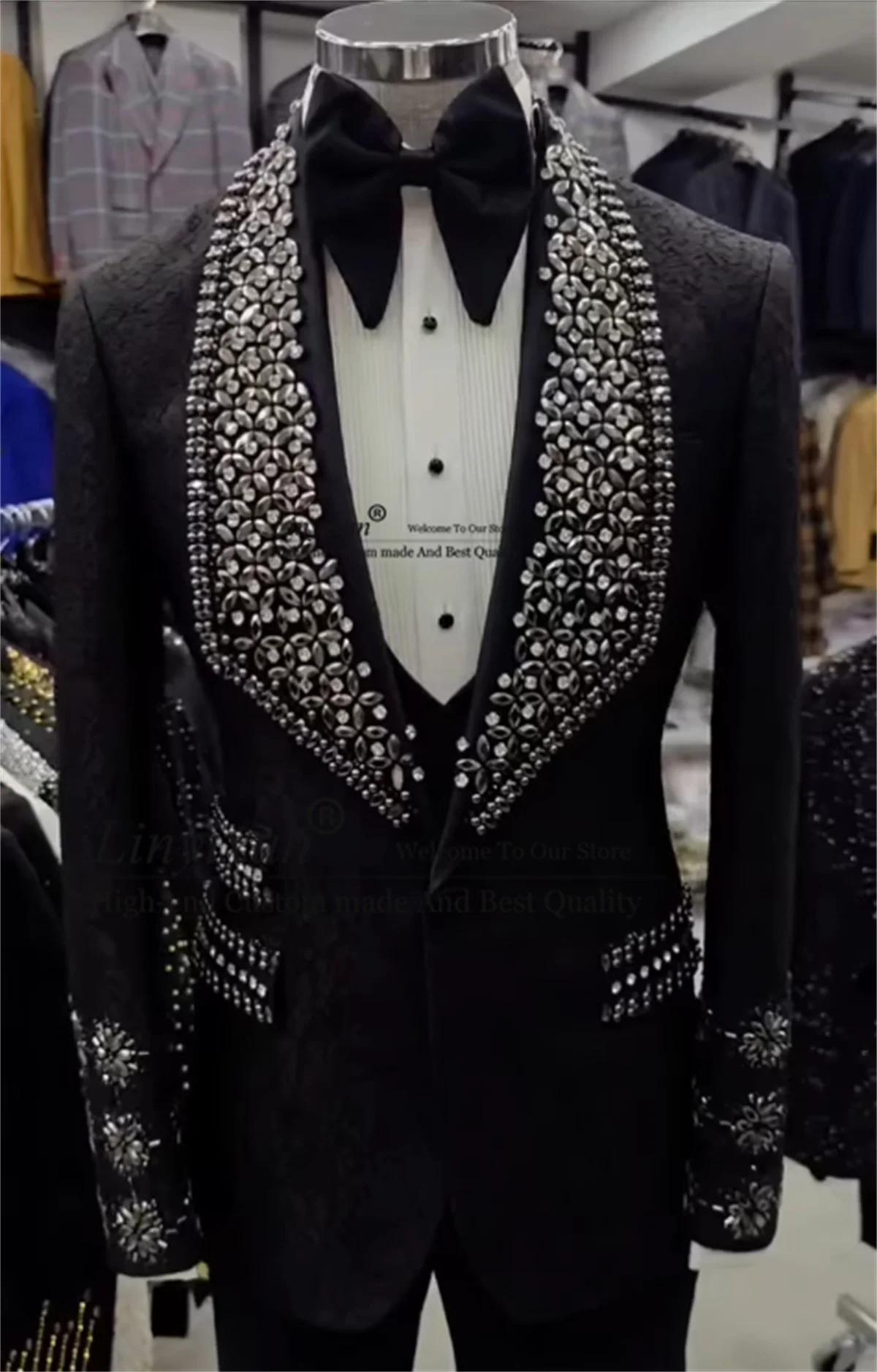 Magnifiques ensembles de costumes pour hommes 3 pièces, ornements de bijouterie, blazer de marié per
