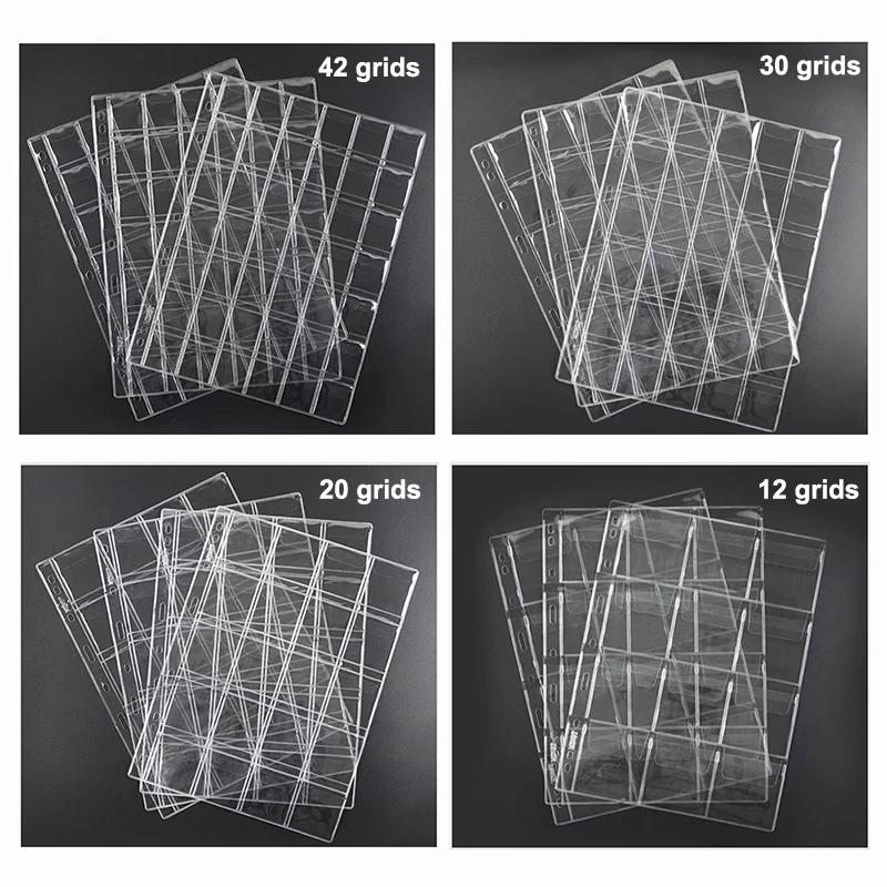 12/20/30/42 grilles Album de pièces de monnaie Pages PVC poche sans acide porte-monnaie timbre Colle