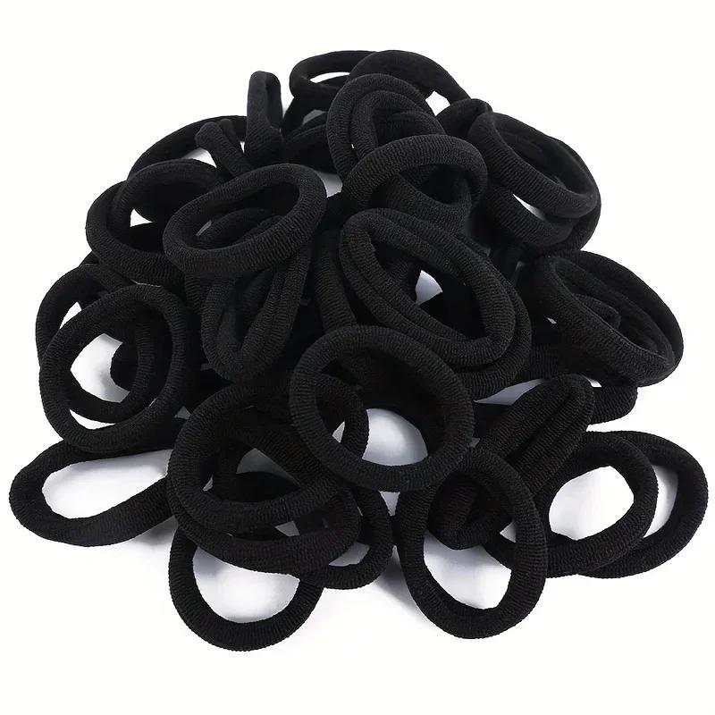 Bandes de cheveux à haute élasticité pour filles, bandeau noir, attaches en caoutchouc, support queu
