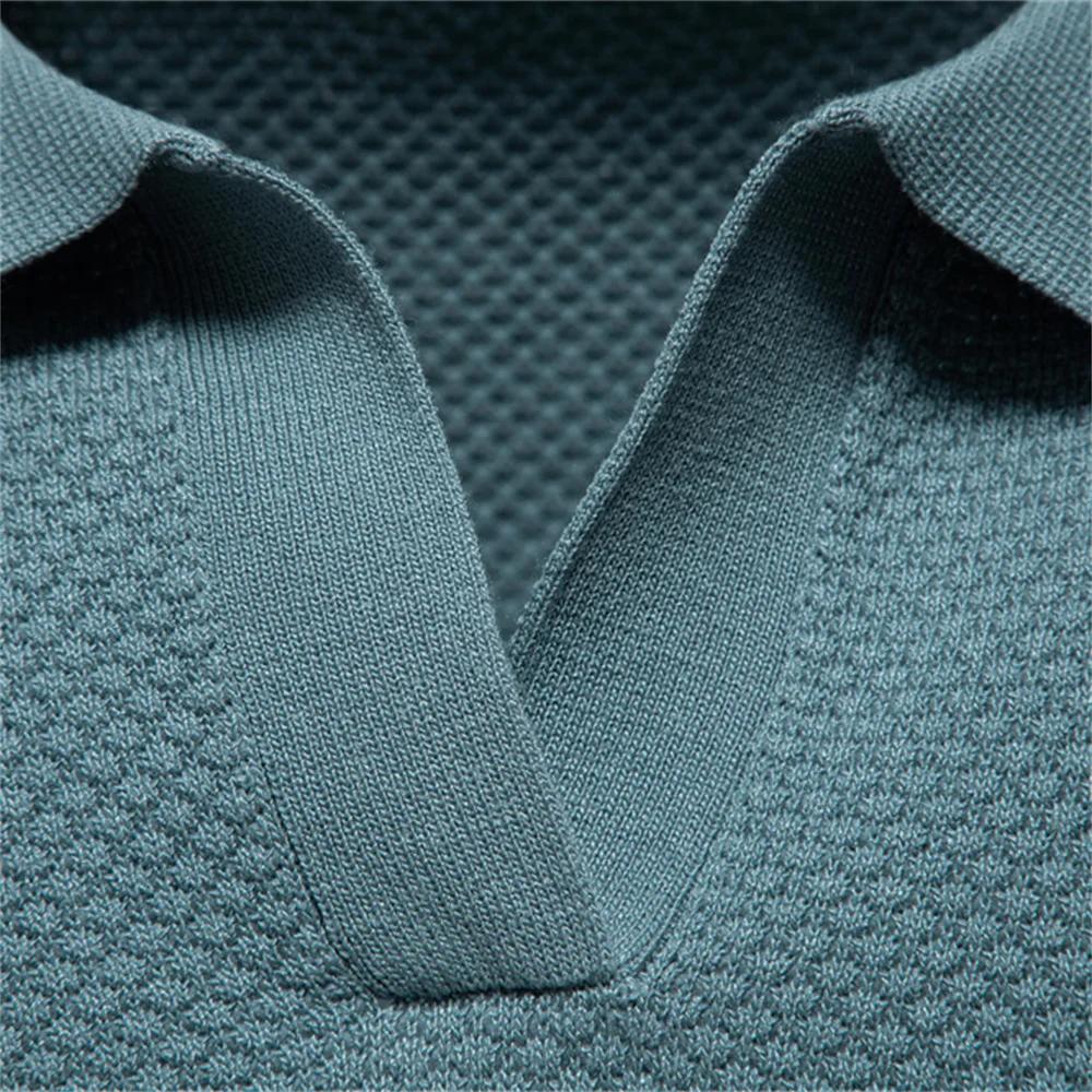 2025 nouveau été Premium couleur unie hommes Polo de Golf pour col tissu respirant Social haut décon