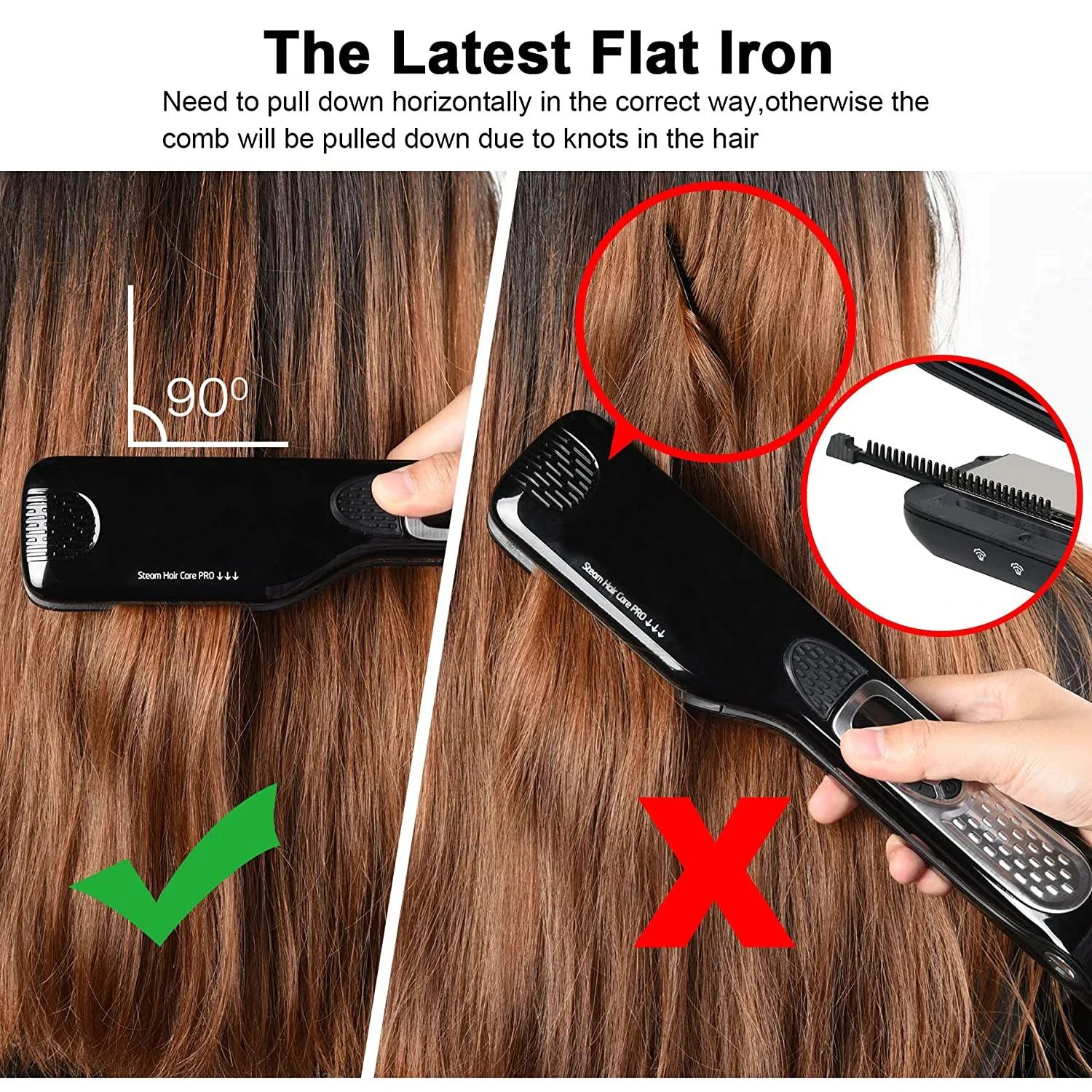Lisseur de cheveux professionnel à vapeur, brosse Anti-brûlure, Ion négatif, soins capillaires, larg