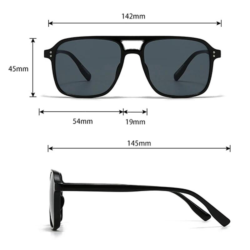 SO & EI mode Double ponts carrés Rivets femmes lunettes de soleil rétro hommes dégradé nuances UV400