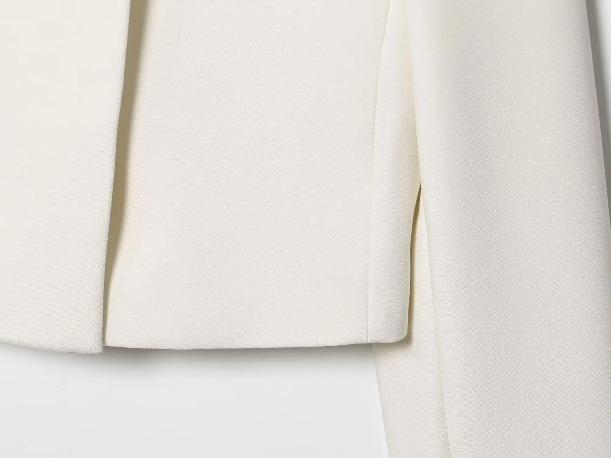ETJ 2025 automne hiver nouveau professionnel femmes simple mode blanc court trajet col zhongshan cos