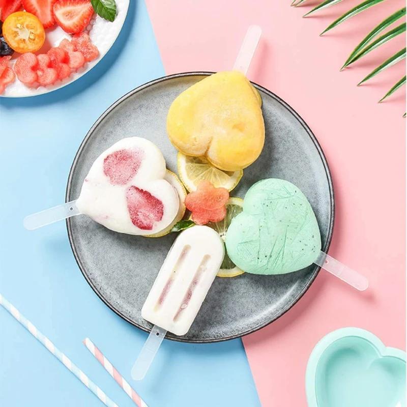 Moule à crème glacée en forme de cœur en Silicone, fabricant de sucettes glacées, plateau à glaçons 