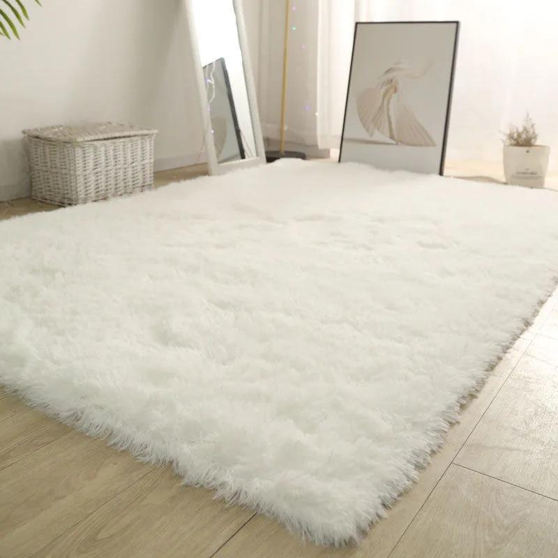 Tapis de hall moelleux blanc, tapis épaissi, antidérapant, salon moderne, chambre à coucher, décorat
