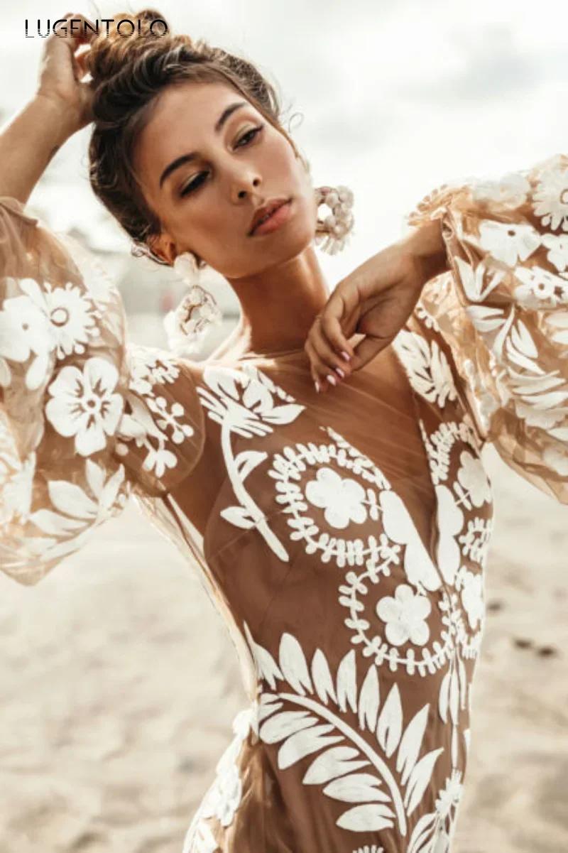 Robe en Maille Sexy pour Femme, Dos aux, Décolmétrage en V Profond, Manches sulf, Plage, Élégante, G