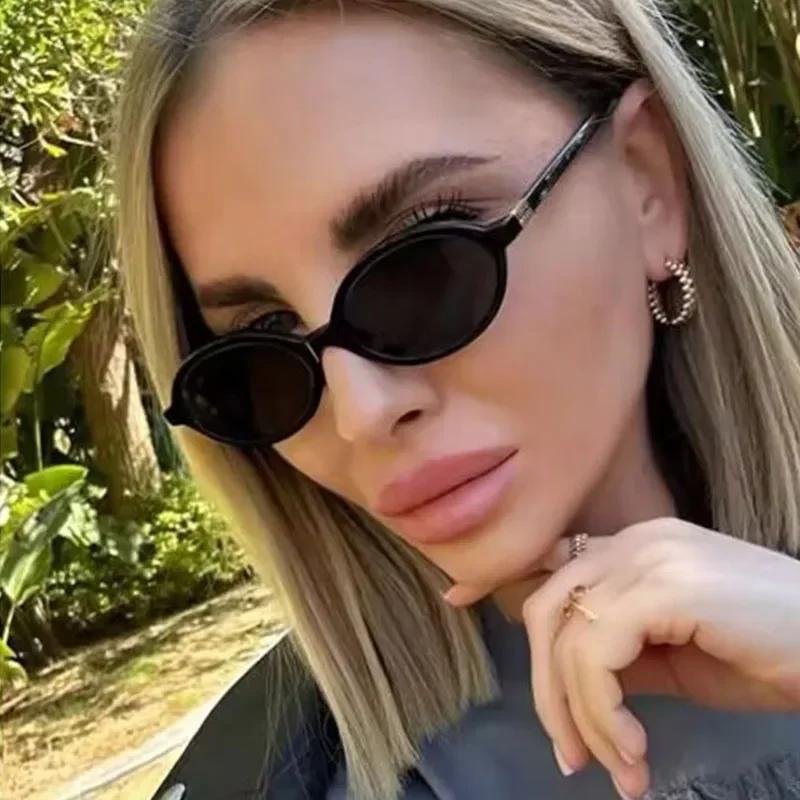 Nouvelles lunettes de soleil ovales pour femmes marque de mode noir petit cadre lunettes de soleil f