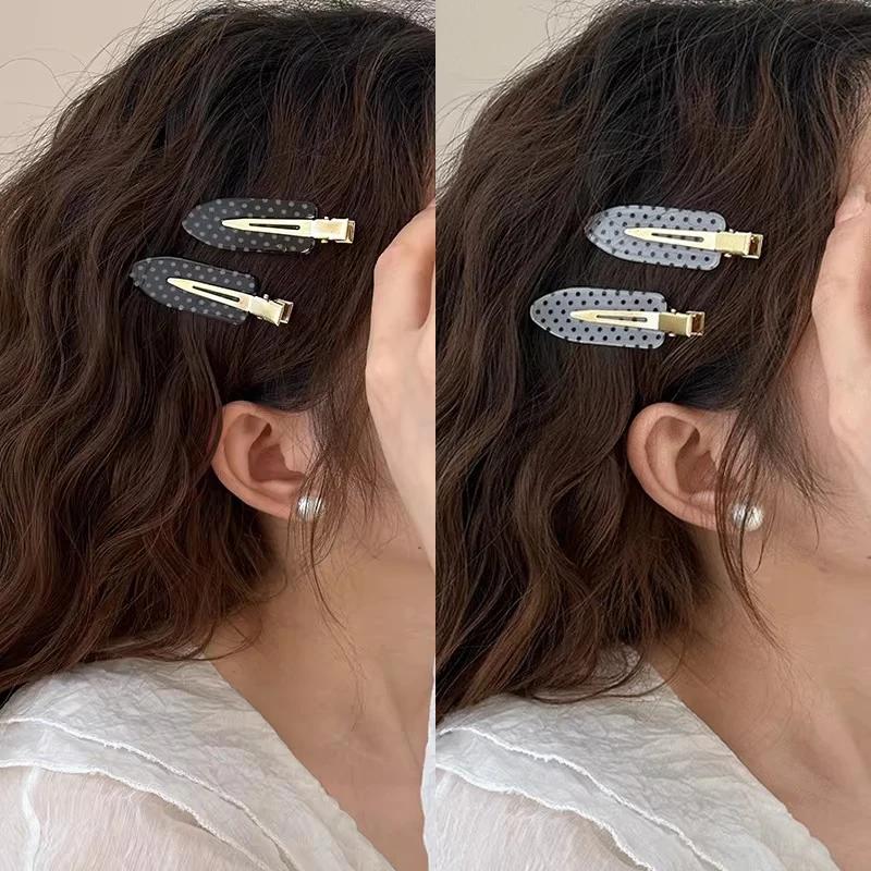 Pinces à cheveux Vintage à pois noirs et blancs, épingles à cheveux à la mode Y2K, Barrettes coréenn