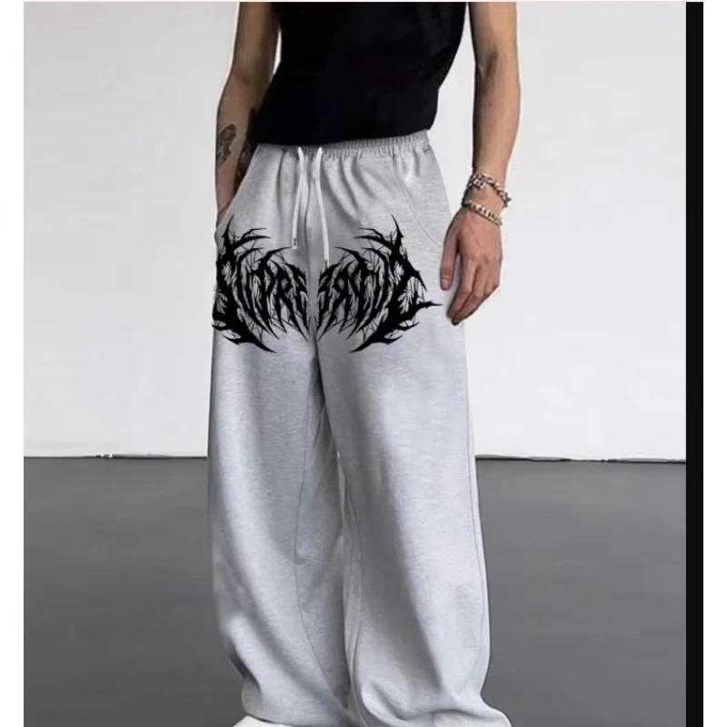 Pantalon décontracté 2026 à jambe droite imprimé, coupe large, pour hommes et femmes, idéal printemp