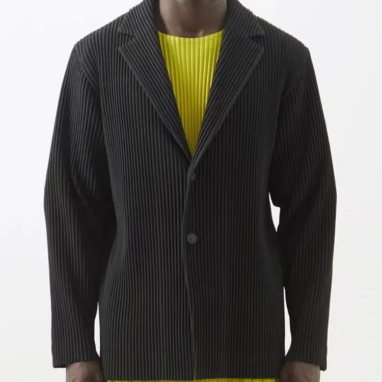 Miyake nouveau 2025 printemps costume à manches longues plissé plissé hommes veste revers plissé cou