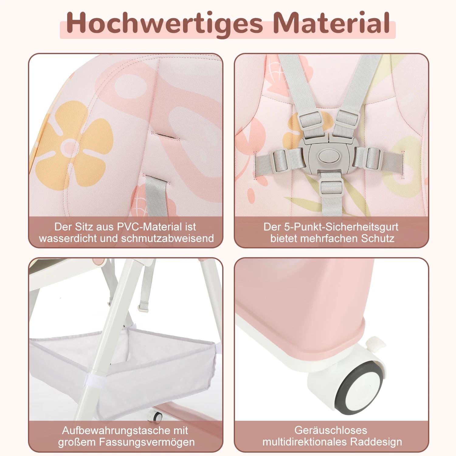 Chaise haute pliante pour bébé, chaise haute inclinable et inclinable, chaise haute réglable en haut