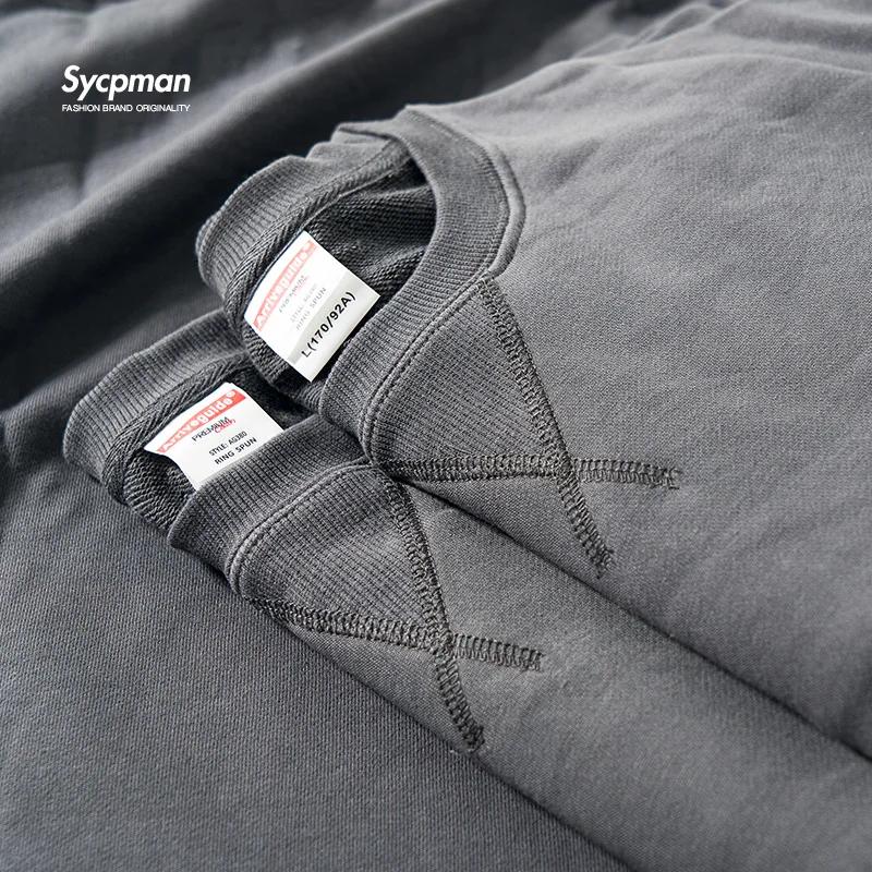 380g serré Match lourd Triangle inversé ample polyvalent solide coton Vintage automne hiver à manche