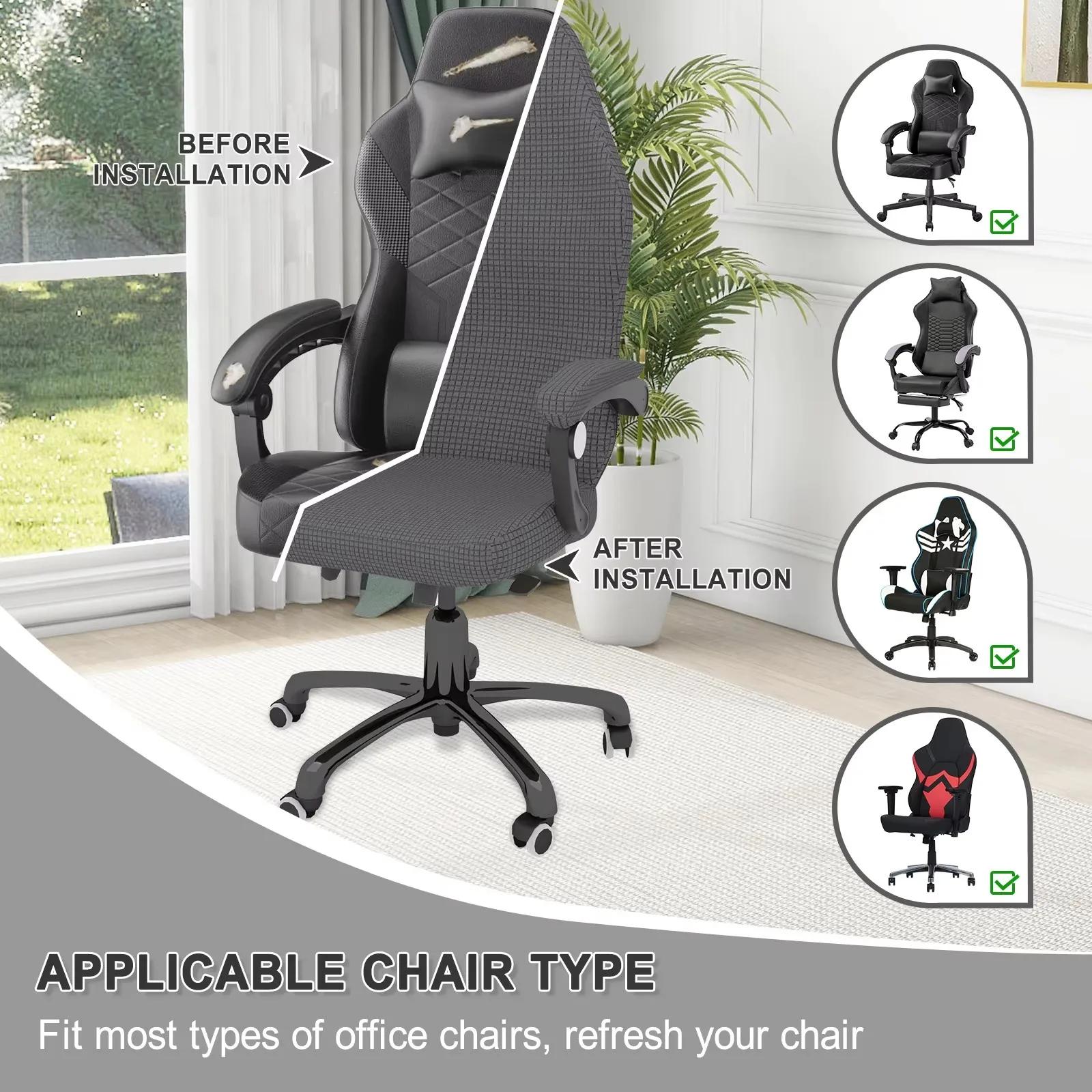 Housses de chaise de jeu avec accoudoir, 4 pièces, en Spandex, imperméables, pour siège de bureau, p